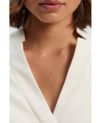 Women's Crepe Buckle Waist Midi Shirt Dress