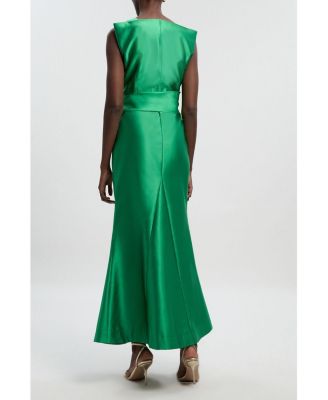 Women's Satin Twill Draped Maxi Dress