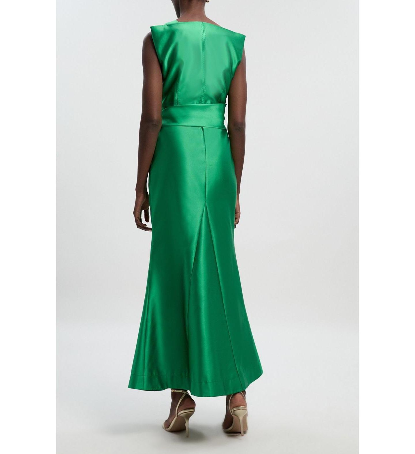Женское платье Karen Millen Satin Twill Draped Maxi, цвет: Зелёный — фото 6