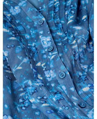 Women's Ditsy Floral V Neck-Blouse