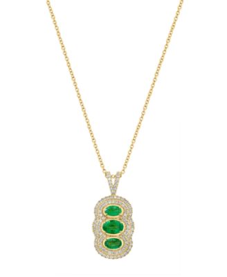 Emerald (7/8 ct. t.w.) & Diamond (3/8 ct. t.w.) Pendant Necklace in 14k Yellow Gold (Also Available in Ruby and Sapphire)
