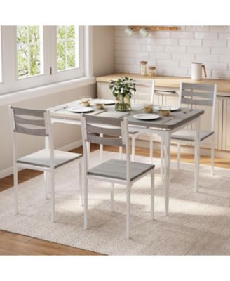 5 Piece Dining Table Set, Industrial Style Dining Table and Chairs Set for 4, Kitchen Table Set for Dining Room