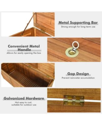 46 Gallon Acacia Wood Storage Bench Box for Patio Garden Deck