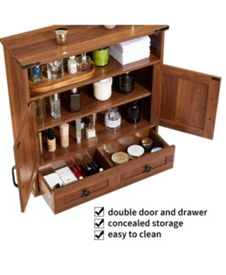 Farmhouse Wall Cabinet with Barn Doors and Adjustable Shelf, 25 in Wide Bathroom Storage Organizer for Bath, Laundry and Entryway