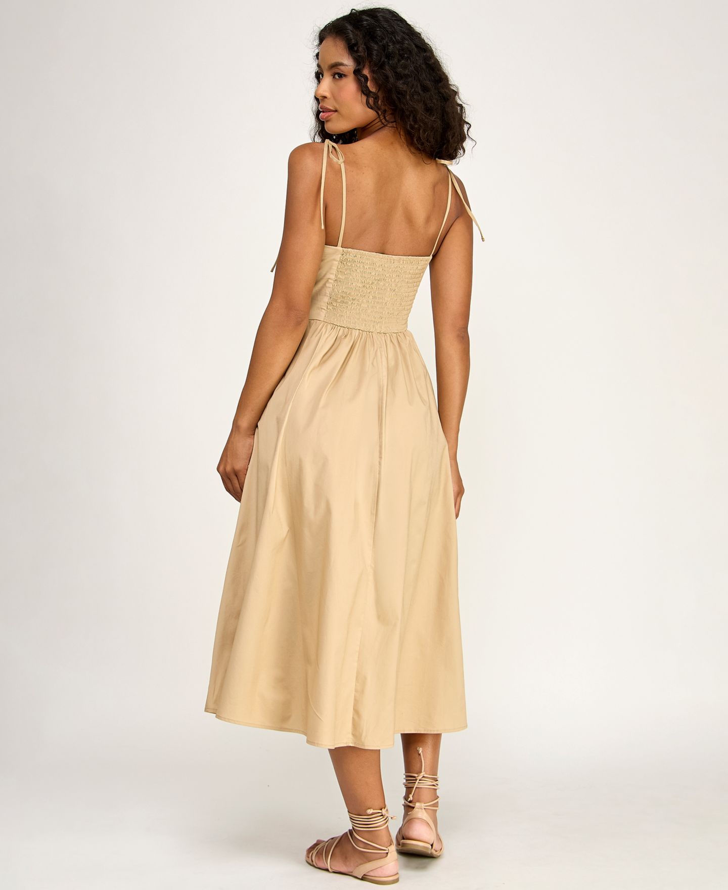 Женское платье SENI & CADE Juniors' Tie Shoulder Twisted Front Midi, цвет: Нейтральный — фото 5