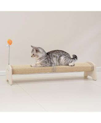 30" Horizontal Sisal Cat Scratcher Durable Furniture Protector with Spring