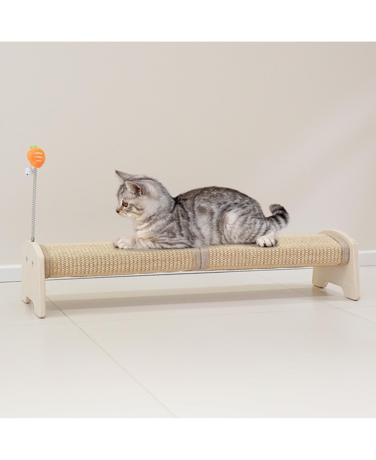 Aronkl 30" Horizontal Sisal Cat Scratcher Durable Furniture Protector with Spring