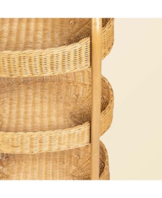 Con Handcrafted Rattan Craft Utility Cart Trolley - Wicker