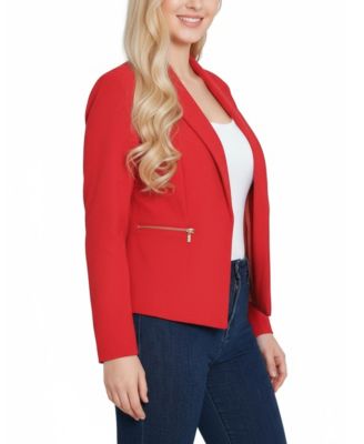 Petite Cropped Long-Sleeve Crepe Jacket