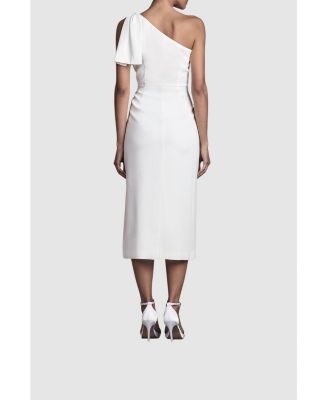 Women's Bow One Shoulder Midi Wedding Dress