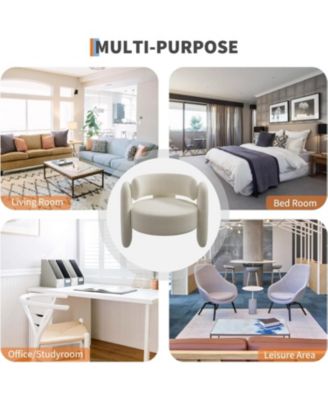 Chenille Accent Chair Mid-Century Upholstered Living Room Chair Cozy Round Armrest Chair with Back Round Corner Side Sitting Lounge Armchair