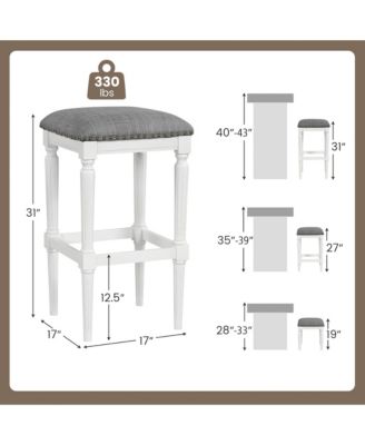 4PCS Upholstered 3-Height Bar Stool Versatile Kitchen Dining Stool