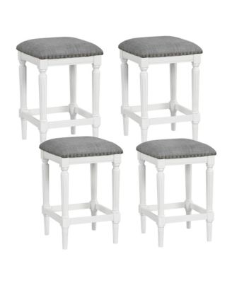 4PCS Upholstered 3-Height Bar Stool Versatile Kitchen Dining Stool