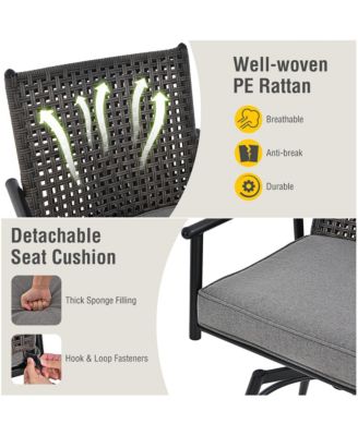 Patio Swivel Bar Stools Set of 4 Outdoor Counter Height Bar Chairs w/ PE Rattan