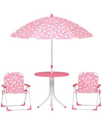 Kids Picnic Table with 2 Folding Chairs and Umbrella,