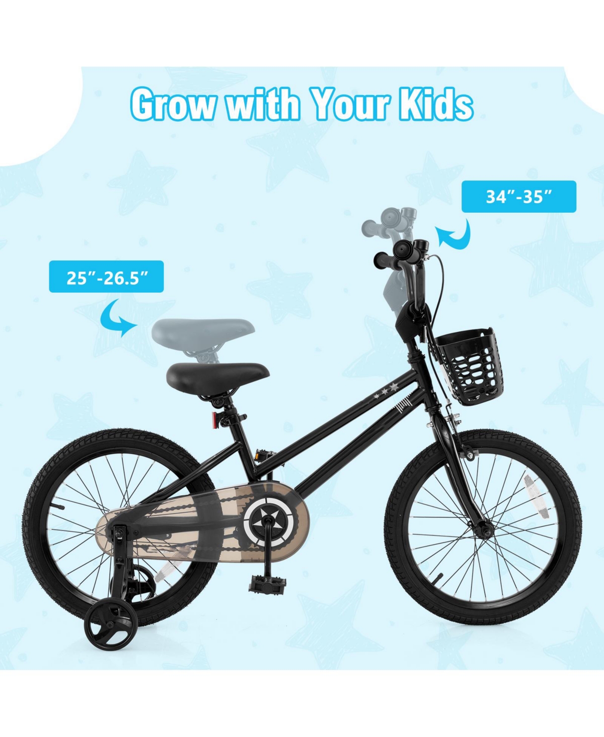 Slickblue Children's Bike with Training Wheels and Basket