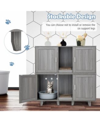 Cat Litter Box Enclosure 2 Door Winding Entry