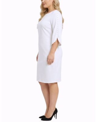 Plus Size 3/4-Petal-Sleeve Dress