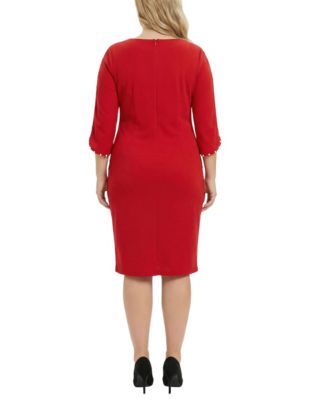Plus Size 3/4-Petal-Sleeve Dress