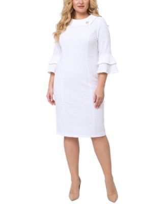 Plus Size 3/4-Sleeve Shawl Collar Dress