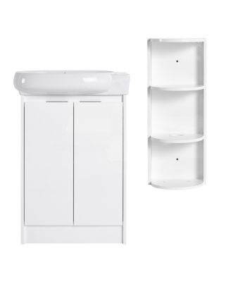 23 Inch Bathroom Vanity with Sink and Storage Rack, Modern Freestanding Plywood Cabinet, Soft Close Doors for Small Spaces