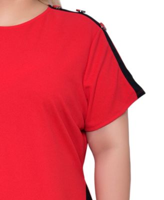 Plus Size Short-Sleeve Assymetrical Hem Dress