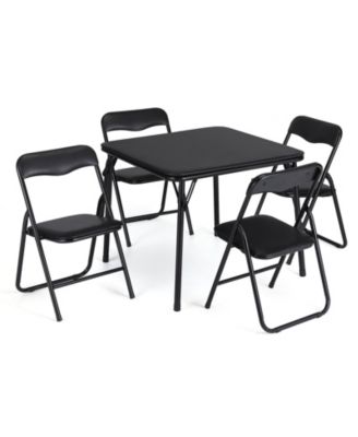 5-Piece Folding Card Table and Chair Set- Upholstered- Portable Metal Frame- Indoor Outdoor Use