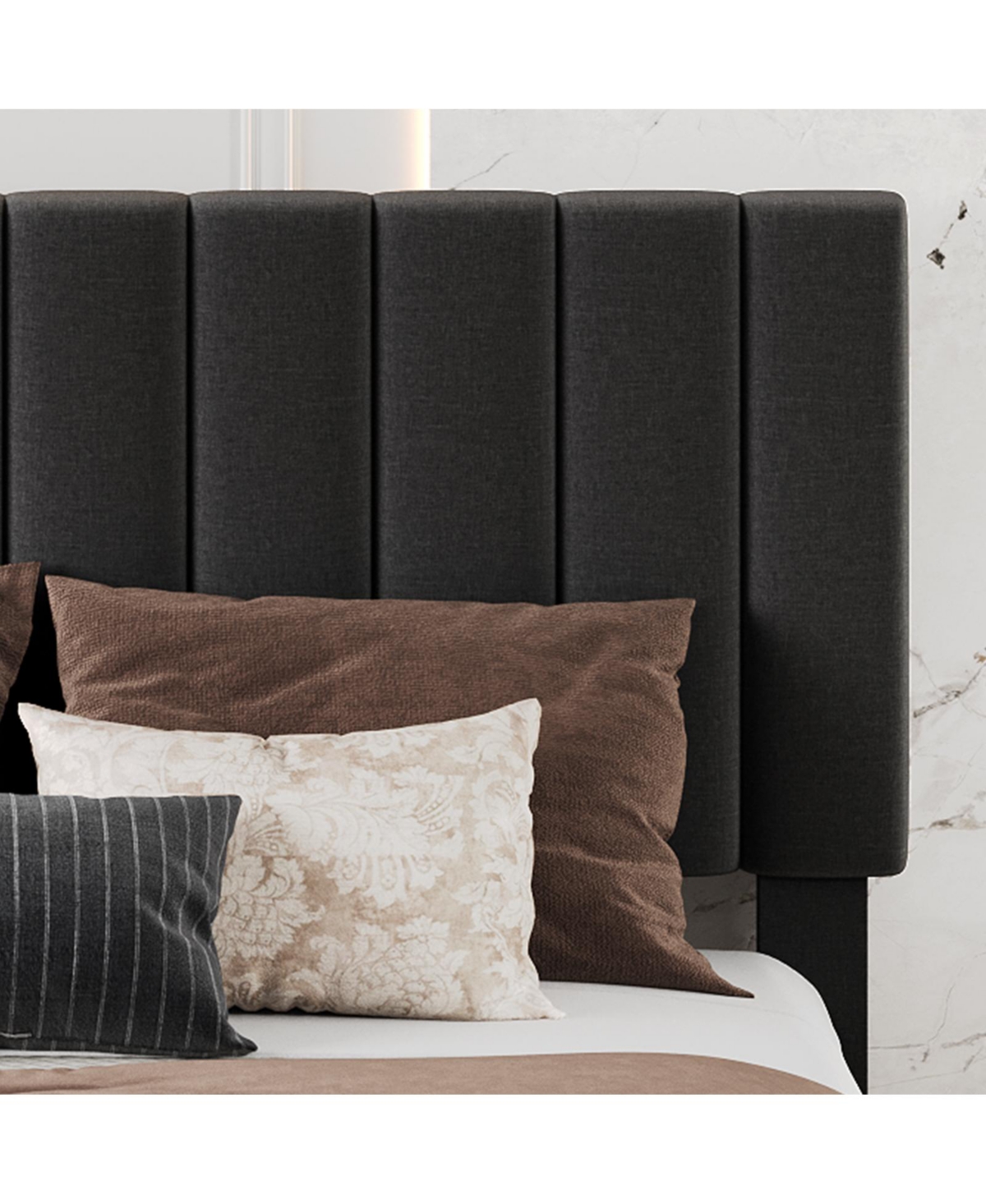 Homfan Bed Frame with 4 Storage Drawers, Adjustable Height Headboard