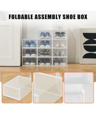 Clear Plastic Shoe Storage Boxes with Lids, Stackable Ventilated Organizer Bins for Closet, Under Bed and Living Room Storage