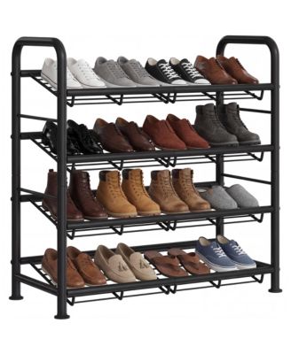 Metal Shoe Rack with Adjustable Flat or Tilt Shelves, Space Saving Shoe Storage Organizer for Entryway, Closet or Bedroom