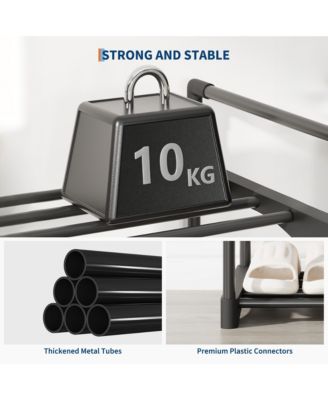 Slim Shoe Rack with Metal Frame and Fabric Shelves, Adjustable Shoe Storage Organizer for Entryway, Bedroom, Closet and Living Room