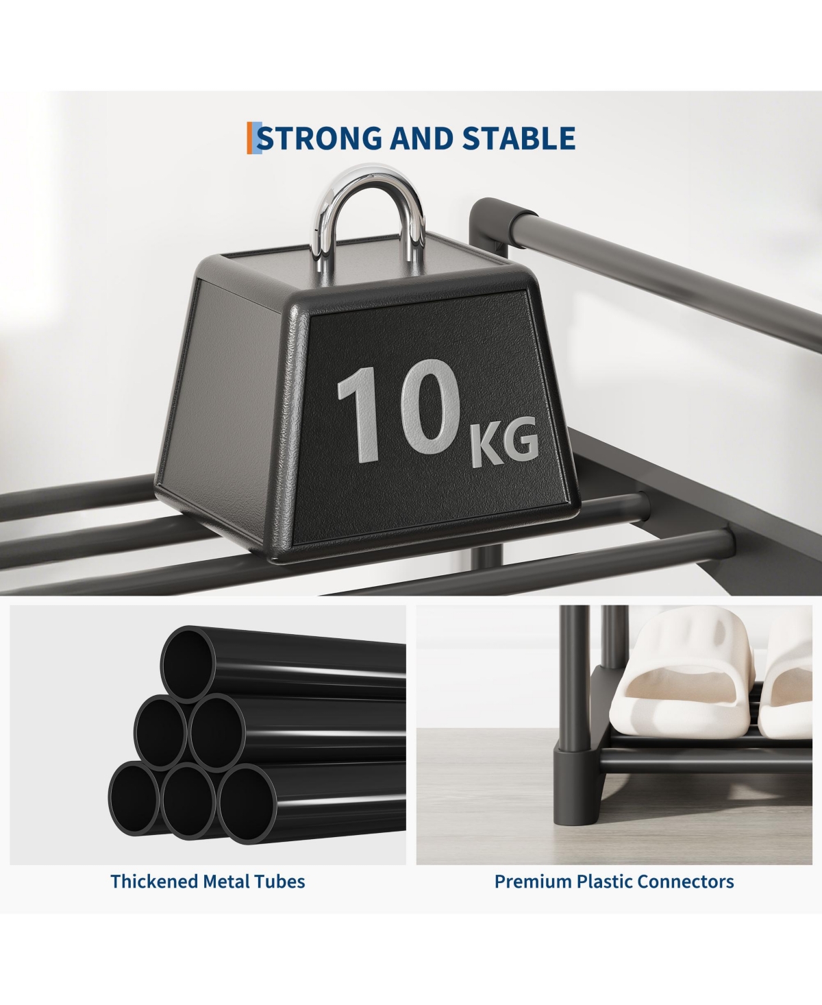 Homfan Slim Shoe Rack with Metal Frame and Fabric Shelves, Adjustable Shoe Storage Organizer for Entryway, Bedroom