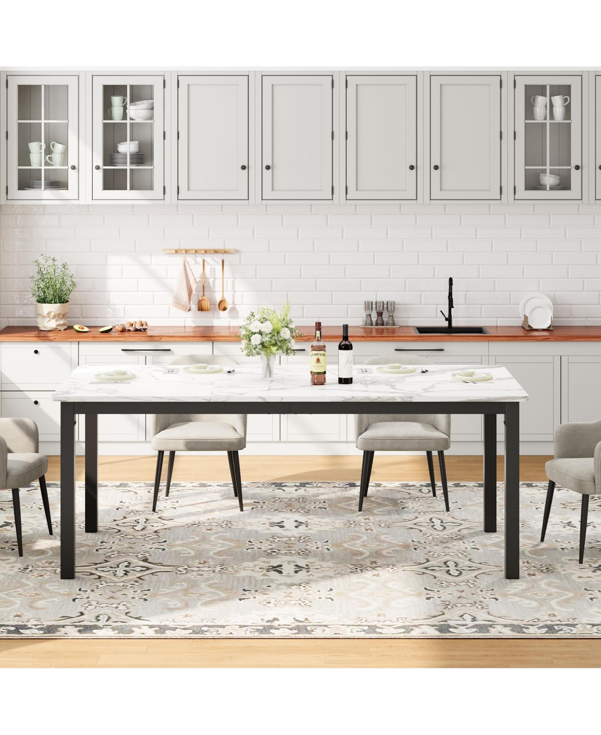 gaomon Modern Industrial 6-8 Person Rectangular Dining Table