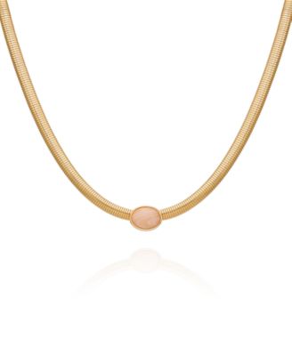 Rose Quartz Gold-Tone Collar Necklace