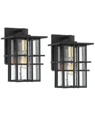 Arley Modern Industrial Outdoor Wall Light Fixtures Set of 2  Seedy Glass for Post Exterior Barn Deck House