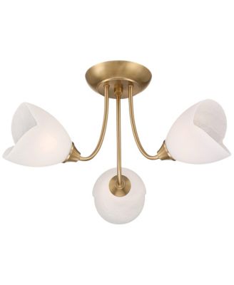 Nessa Wide Warm Brass Tulips 3-Light Ceiling Light