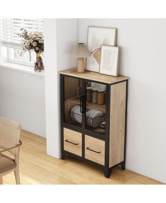 Metal Storage Cabinet with 4 Doors and Shelf