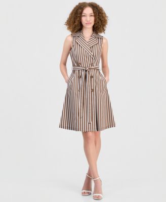 Women's Notch Collar Sleeveless Trench Dress