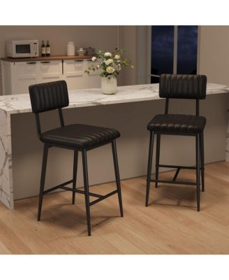Set of 2 400LBS Heavy-Duty Counter Height PU Leather Stools