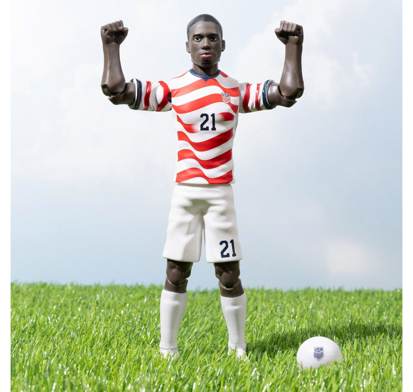 Детская фигурка Banbo Toys Tim Weah Usmnt Sockers 8" Articulated Collectible Action Figure, Ages 14+ — фото 5
