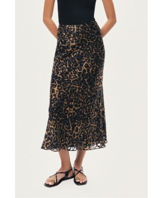 Women's Printed Leopard Midi Skirt