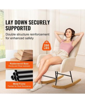 Upholstered Glider Rocking Chair with Teddy Fabric