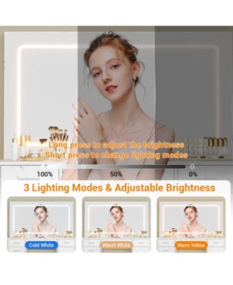 Makeup Vanity with 3-Mode LED Mirror and Charging Outlets, Large Desk with 7 Drawers and Cabinet, Dressing Table and Stool Set for Bedroom