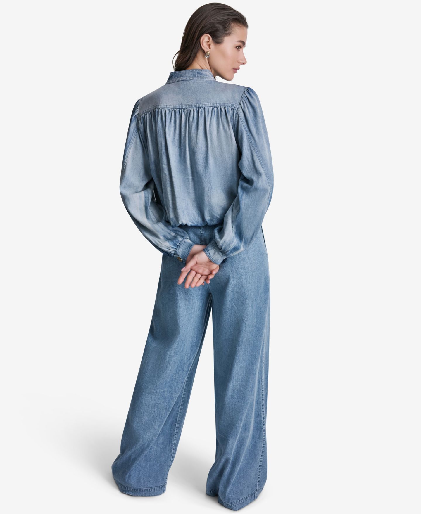 Женская куртка BCBG Puff-Sleeve Button-Front Collared, цвет: Синий — фото 5