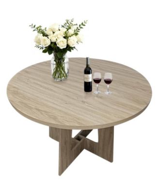 4-Person Farmhouse Round Dining Table with Triangular Pedestal