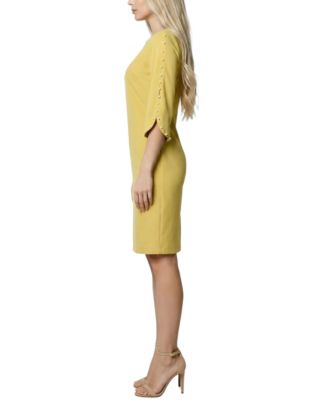 Women's 3/4 Mother of Pearl-Detail Petal-Sleeve Dress