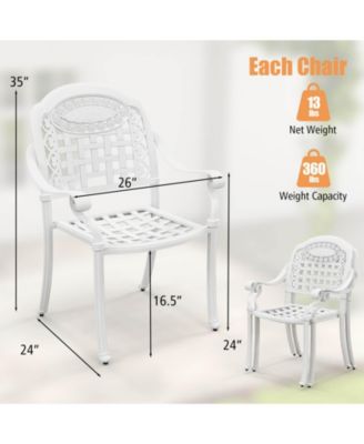 Set Of 4 Patio Cast Aluminum Armrest Chairs Dining Stackable Outdoor