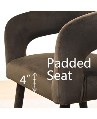 24" Velvet Counter Height Bar Stool with Arms, Gold Footrest, 1 Pc