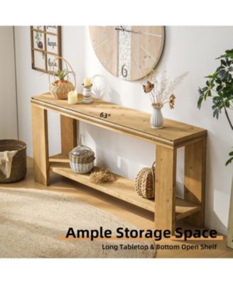 63" Boho Console Table - Rustic Farmhouse Sofa/Entry Table