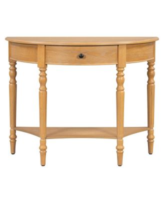Farmhouse Half Moon Console Table with Drawer & Shelf
